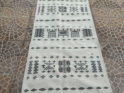 Beige-Grey Wool Bedside Carpets