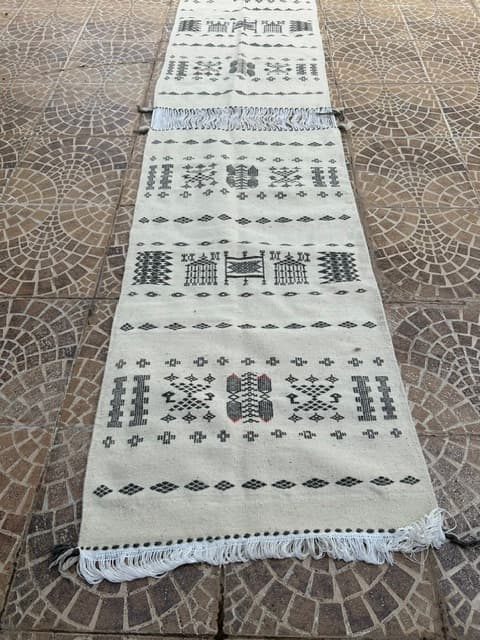 Beige-Grey Wool Bedside Carpets